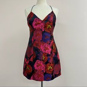 Alice + Olivia Tayla Floral Structured Minidress in Black Multi